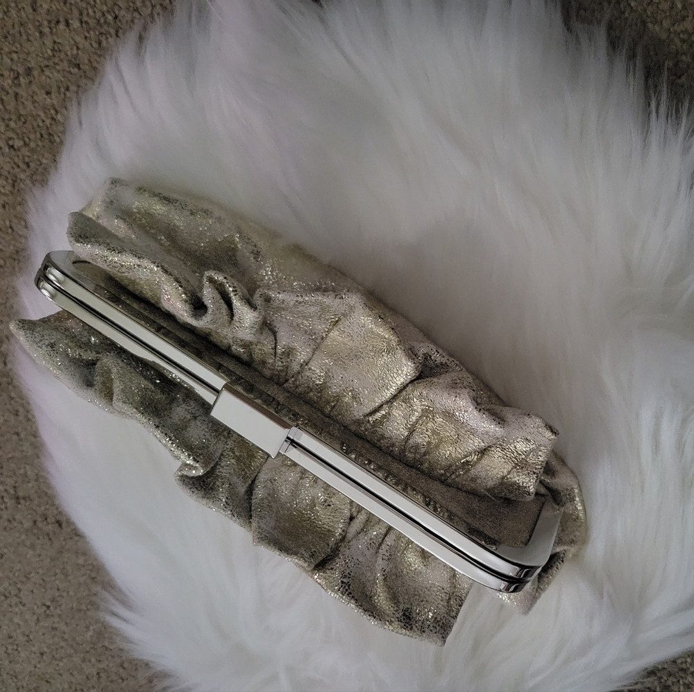 Charming Charlie Gold Clutch & Crossbody Purse - Picture 7 of 10